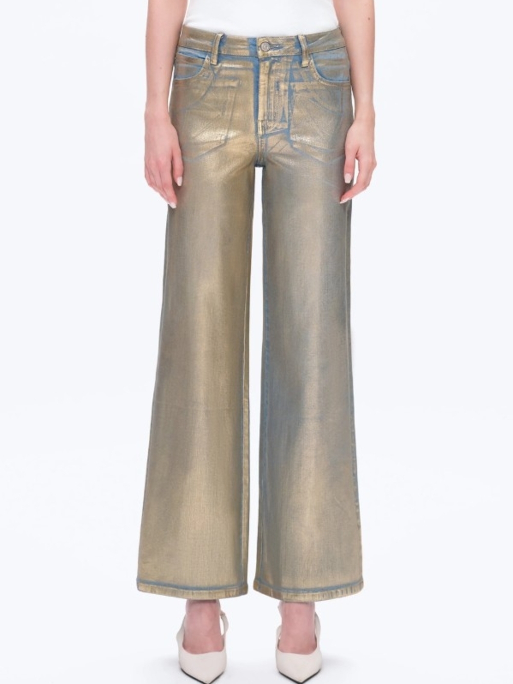 Bayeas Metallic Gold Wide-Leg Women’s Jeans